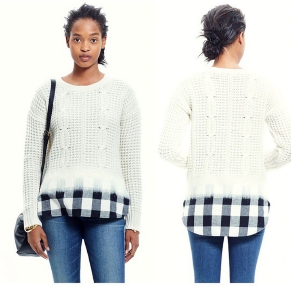 Madewell Wintermix cable and flannel sweater sweater